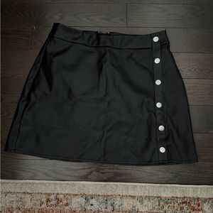 Bar III Black Mini leather Skirt with Button Detail